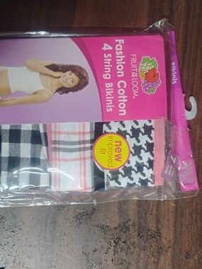 Fruit of the Loom Womens 4-Pack Cotton String Bikinis - Pink, Black, White